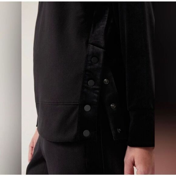 Athleta Retroplush Velvet Mixed Media Crewneck Oversized Sweatshirt Size M #2373 - Picture 4 of 16